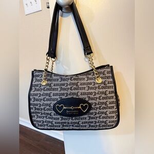 Juicy Couture Black and Gold Logo Shoulder Bag